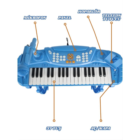 37 Tuşlu Standlı Tabureli Piyano Seti Mikrofonlu Karaoke