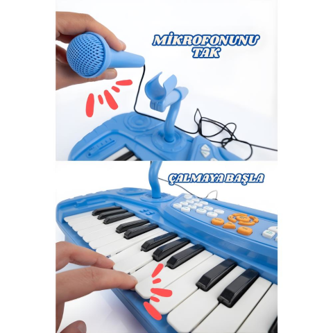 37 Tuşlu Standlı Tabureli Piyano Seti Mikrofonlu Karaoke