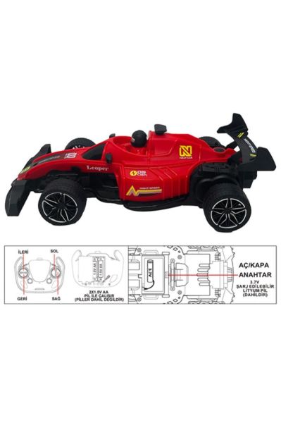 1:18 Şarj Edilebilir Uzaktan Kumandalı Yarış Arabası F1 Racer