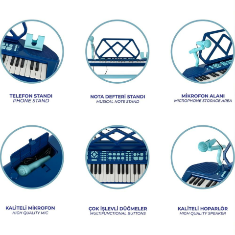 49 Tuşlu Standı Tabureli Piyano Seti Mikrofonlu Karaoke