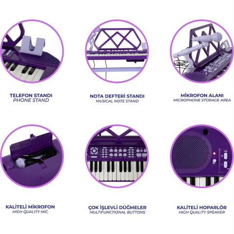 49 Tuşlu Standı Tabureli Piyano Seti Mikrofonlu Karaoke