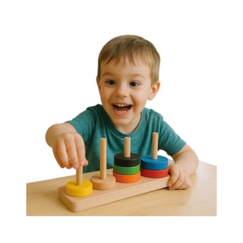 Ahşap Renkli Hanoi Kuleleri - Ahşap Zeka Ve Strateji Oyunu