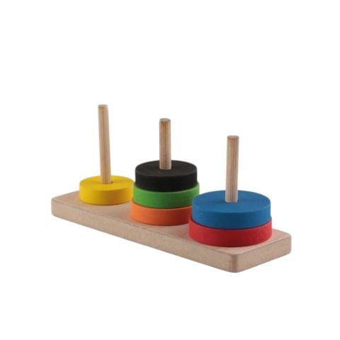 Ahşap Renkli Hanoi Kuleleri - Ahşap Zeka Ve Strateji Oyunu