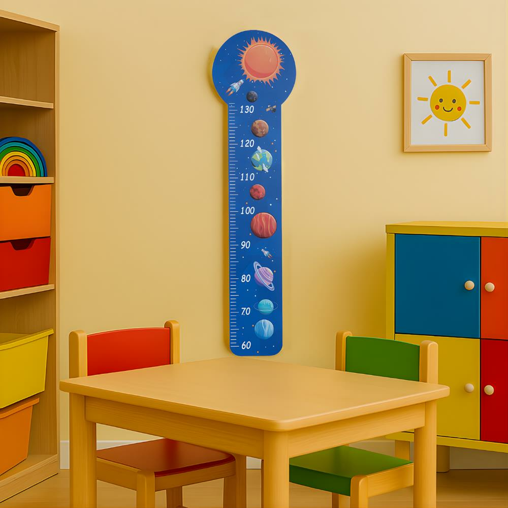Uzay Temalı Ahşap Anaokulu Kreş Boy Cetveli