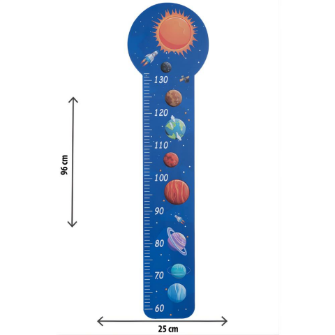 Uzay Temalı Ahşap Anaokulu Kreş Boy Cetveli