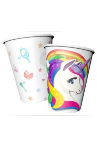 Unicorn Renkli Karton Bardak - 8 Adet