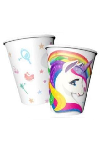 Unicorn Renkli Karton Bardak - 8 Adet