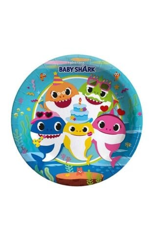 Baby Shark Parti Zamanı, 8 Adet Kağıt Tabak, 23 Cm