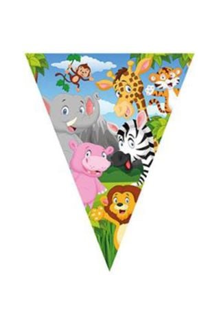 Safari Sevimli Hayvanlar Flama Doğum Günü Bayrak Süs