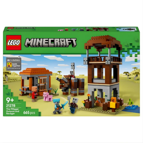 LEGO Minecraft Yağmacı Karakolu ve Çapulcu 21278 - 9 Yaş ve Üzeri Çocuklar için Video Oyunu Temalı Yaratıcı Oyuncak Yapım Seti (665 Parça)