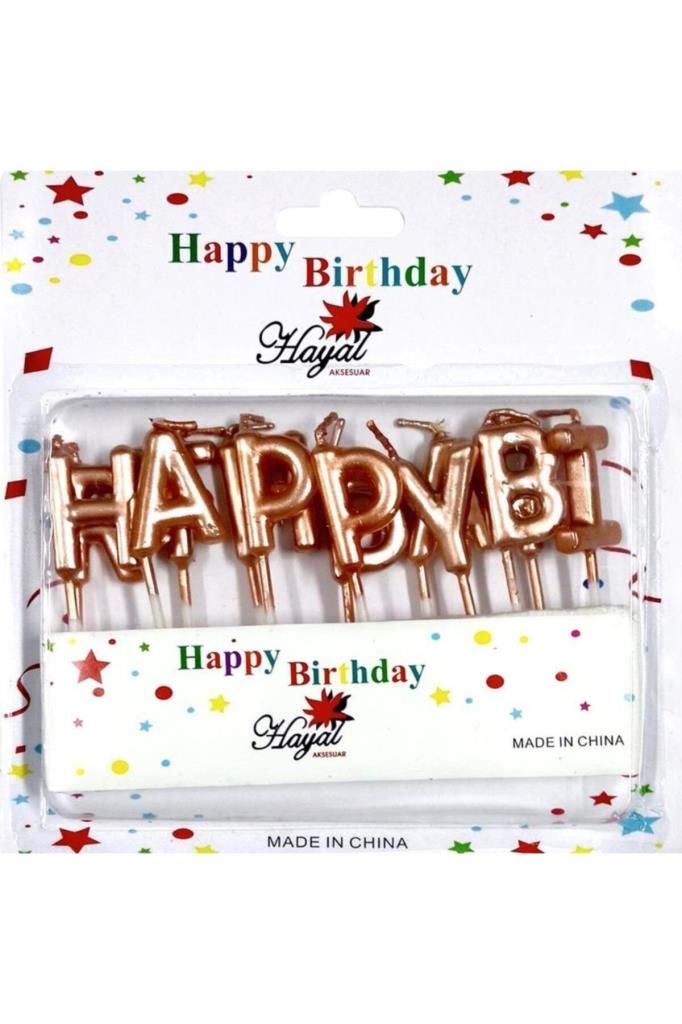 Happy Birthday Doğum Günü Mumu Rosegold