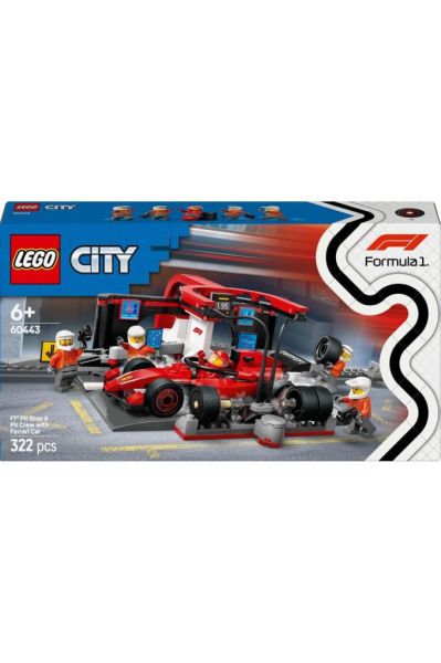 LEGO ® City Ferrari Arabalı F1® Pit Stop ve Pit Ekibi 60443 -6 Yaş ve Üzeri Oyuncak Yapım Seti (322P)