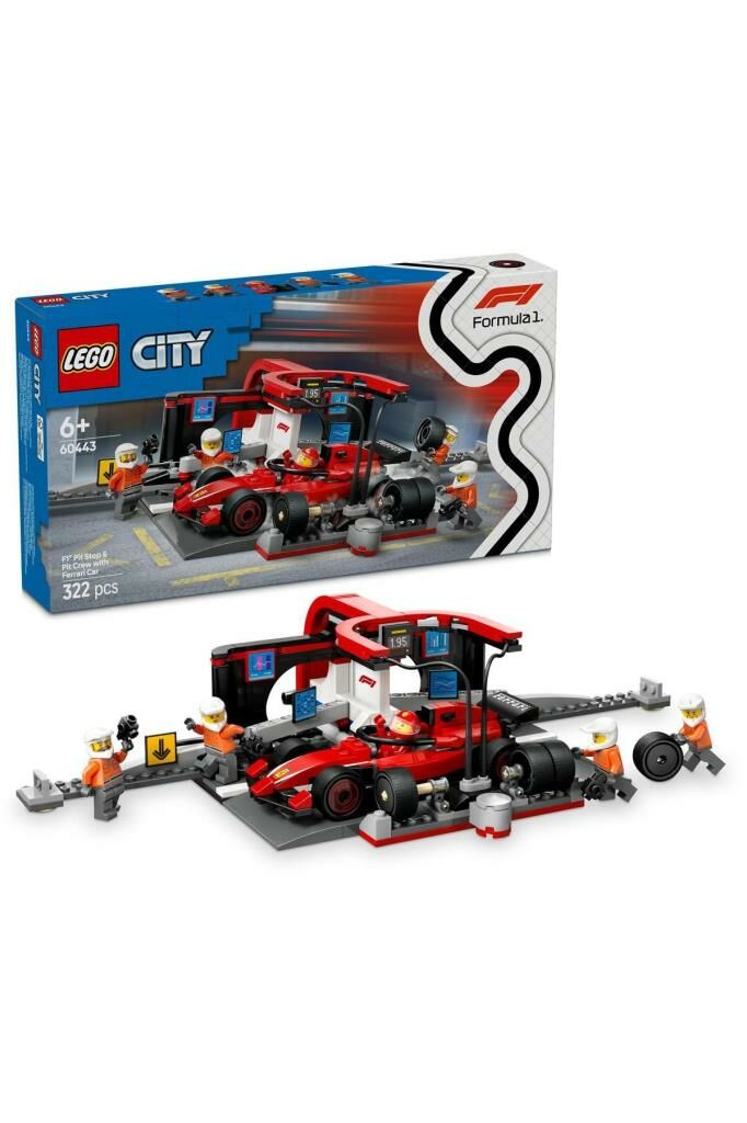 LEGO ® City Ferrari Arabalı F1® Pit Stop ve Pit Ekibi 60443 -6 Yaş ve Üzeri Oyuncak Yapım Seti (322P)