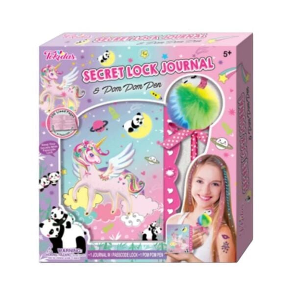 Secret Kilit Günlük-Pom Pom Kalem Seti
