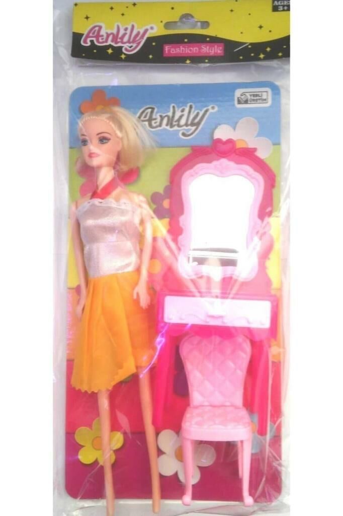 Anlily Fashion Style Oyuncak Makyaj Masası Aynalı Koltuklu Kız Bebek
