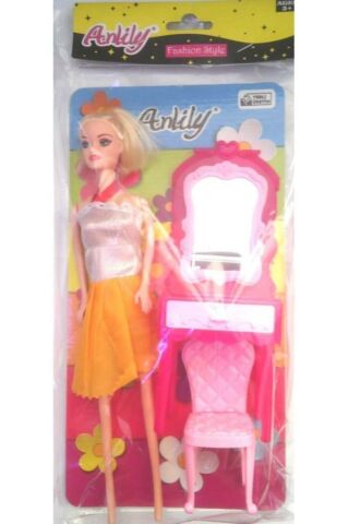 Anlily Fashion Style Oyuncak Makyaj Masası Aynalı Koltuklu Kız Bebek