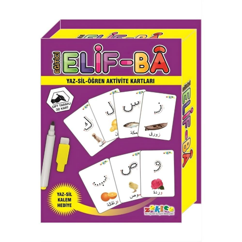 Eğitici Elif-bâ Yaz Sil Öğren Eğitici Görsel Aktiviteli Elif-ba Kartları.