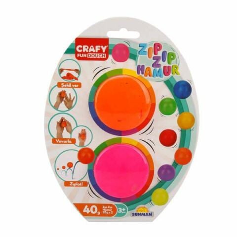 Crafy 2'li Zıp Zıp Oyun Hamuru 40 g