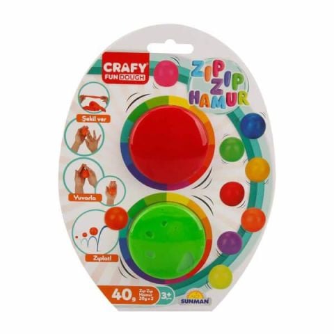 Crafy 2'li Zıp Zıp Oyun Hamuru 40 g