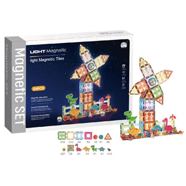 Magnetic Tiles 3D Mıknatıslı Light Manyetik Yapı Blokları 82 Parça