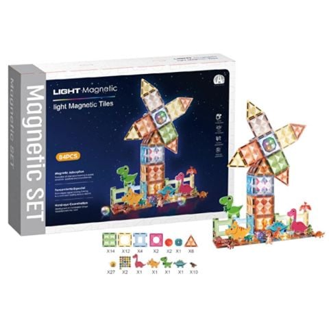 Magnetic Tiles 3D Mıknatıslı Light Manyetik Yapı Blokları 82 Parça