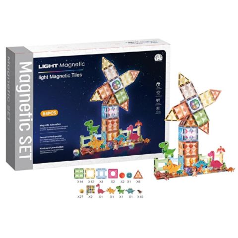 Magnetic Tiles 3D Mıknatıslı Light Manyetik Yapı Blokları 82 Parça