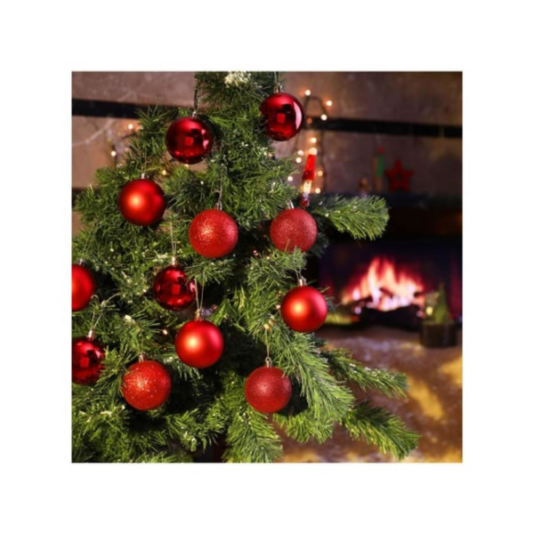 Yılbaşı Topu 6cm 12'li Kırmızı