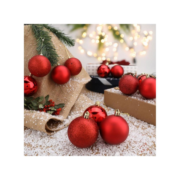 Yılbaşı Topu 6cm 12'li Kırmızı