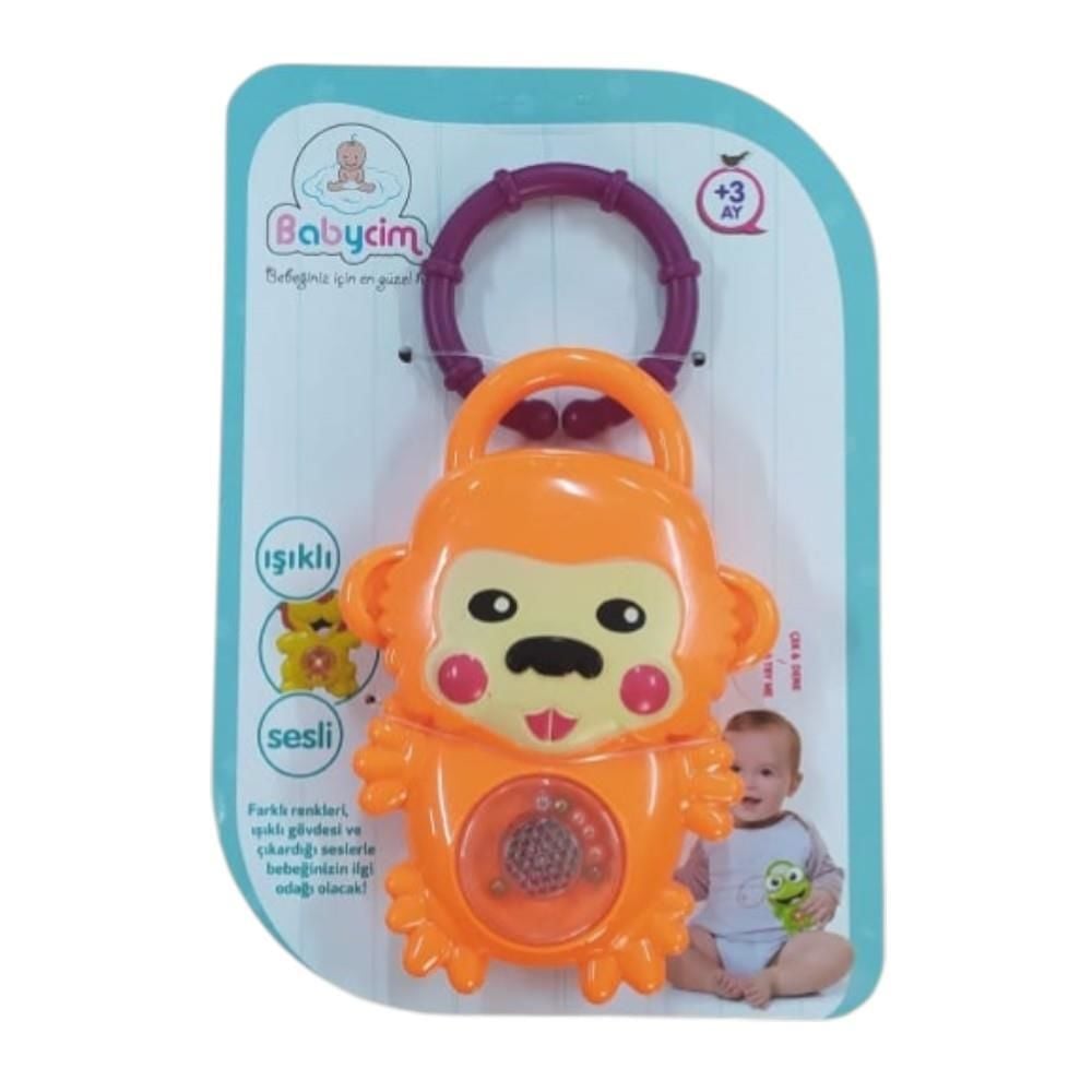 Babycim Neşeli Sesli Pilli Maymun Çıngırak