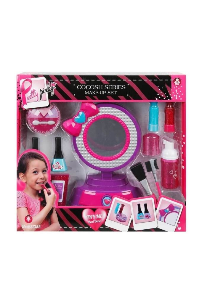 Evcilik Oyuncakları Pretty Pink Makyaj Aynalı Işıklı Oyuncak Çocuk Güzellik Seti
