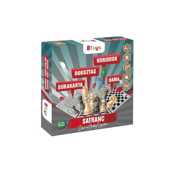 5 Oyun 1 Arada - Ahşap Zeka Ve Strateji Oyunu