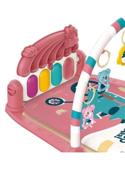 Vardem Bebek Oyun Halısı (Piyanolu Gökkuşağı Dinozor Desenli)