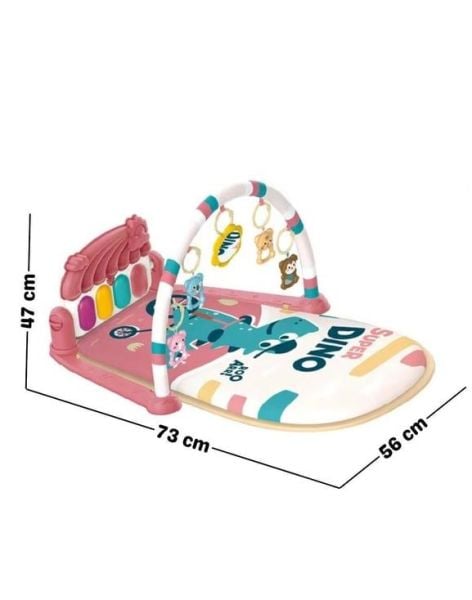 Vardem Bebek Oyun Halısı (Piyanolu Gökkuşağı Dinozor Desenli)
