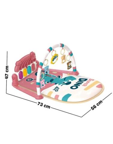 Vardem Bebek Oyun Halısı (Piyanolu Gökkuşağı Dinozor Desenli)