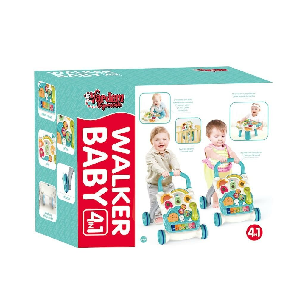 Piyanolu 4in1 Turkuaz Bebek Yürüteci