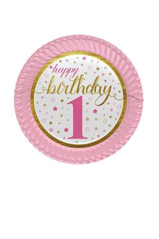 Küçük Yıldızlar 1 Yaş Kız Karton Tabak 23 Cm