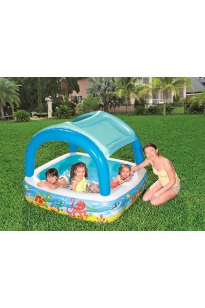 Güneş Korumalı Gölgelikli Büyük Şişme Havuz 1,40*1,40*1,14