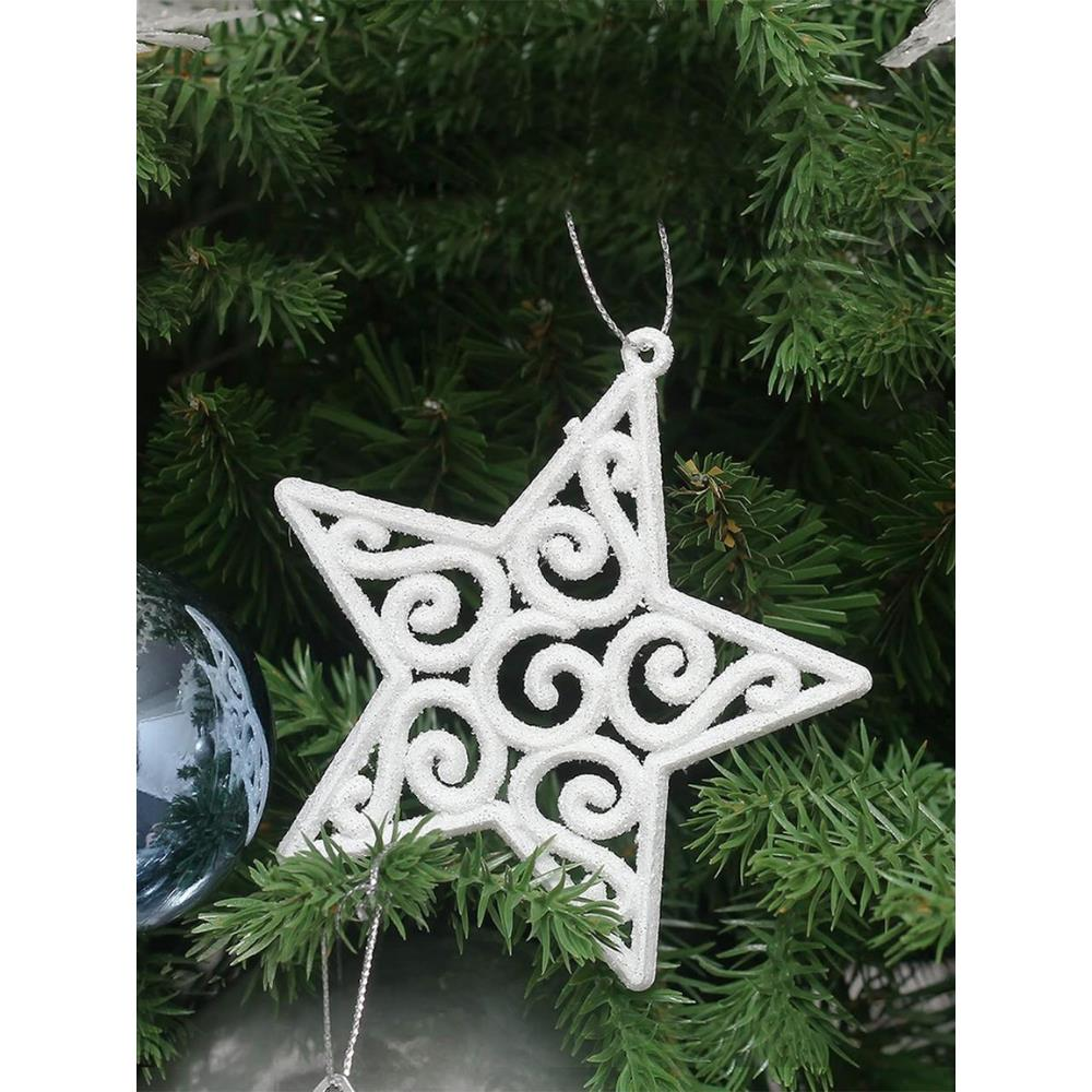 Beyaz Simli Asmalı Yıldız 3'lü 9cm