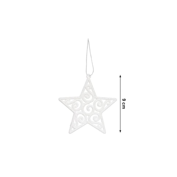 Beyaz Simli Asmalı Yıldız 3'lü 9cm