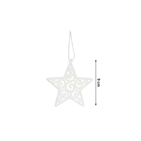 Beyaz Simli Asmalı Yıldız 3'lü 9cm