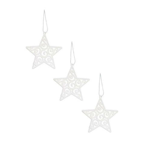 Beyaz Simli Asmalı Yıldız 3'lü 9cm