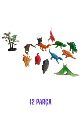 Silindir Kutuda 12 Parça Hayvan Figür Seti - Mini Etkinlik Seti