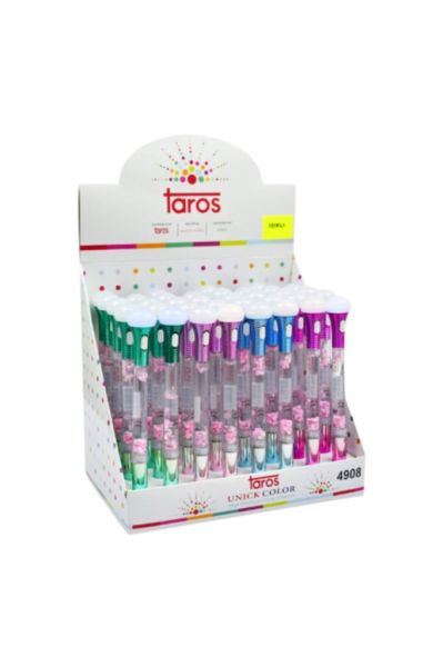 Taros Unick Color Rainbow Şeffaf Sulu Simli Işıklı Kalem 4'lü Set