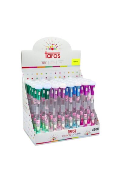 Taros Unick Color Rainbow Şeffaf Sulu Simli Işıklı Kalem 4'lü Set