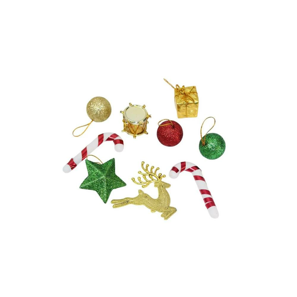 Yılbaşı Ağaç Süsleri Karışık Figürlü Asılabilir Dekoratif Ağaç Süsü 9'lu