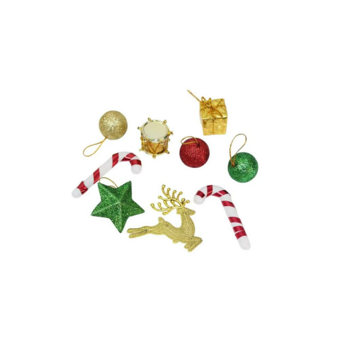 Yılbaşı Ağaç Süsleri Karışık Figürlü Asılabilir Dekoratif Ağaç Süsü 9'lu