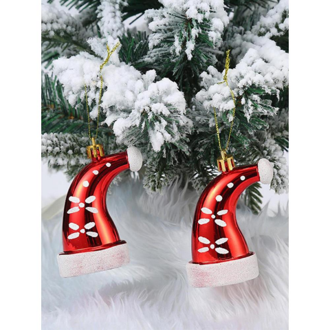 Noel Baba Sapka Figürlü Asılabilir Ağaç Süsü 2'li