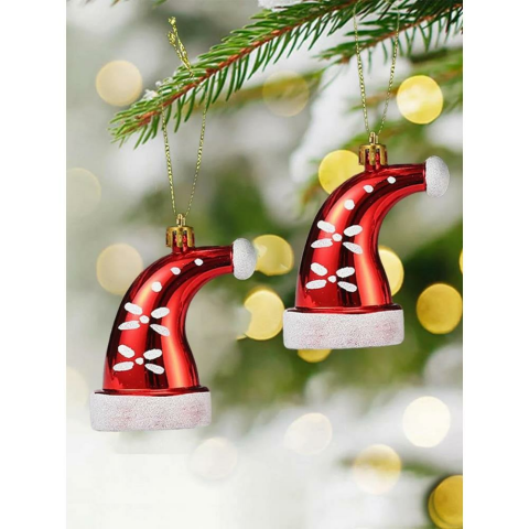 Noel Baba Sapka Figürlü Asılabilir Ağaç Süsü 2'li