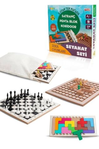 Zeka Oyunu Seyahat Seti 3in1 Satranç-koridor-pentablok