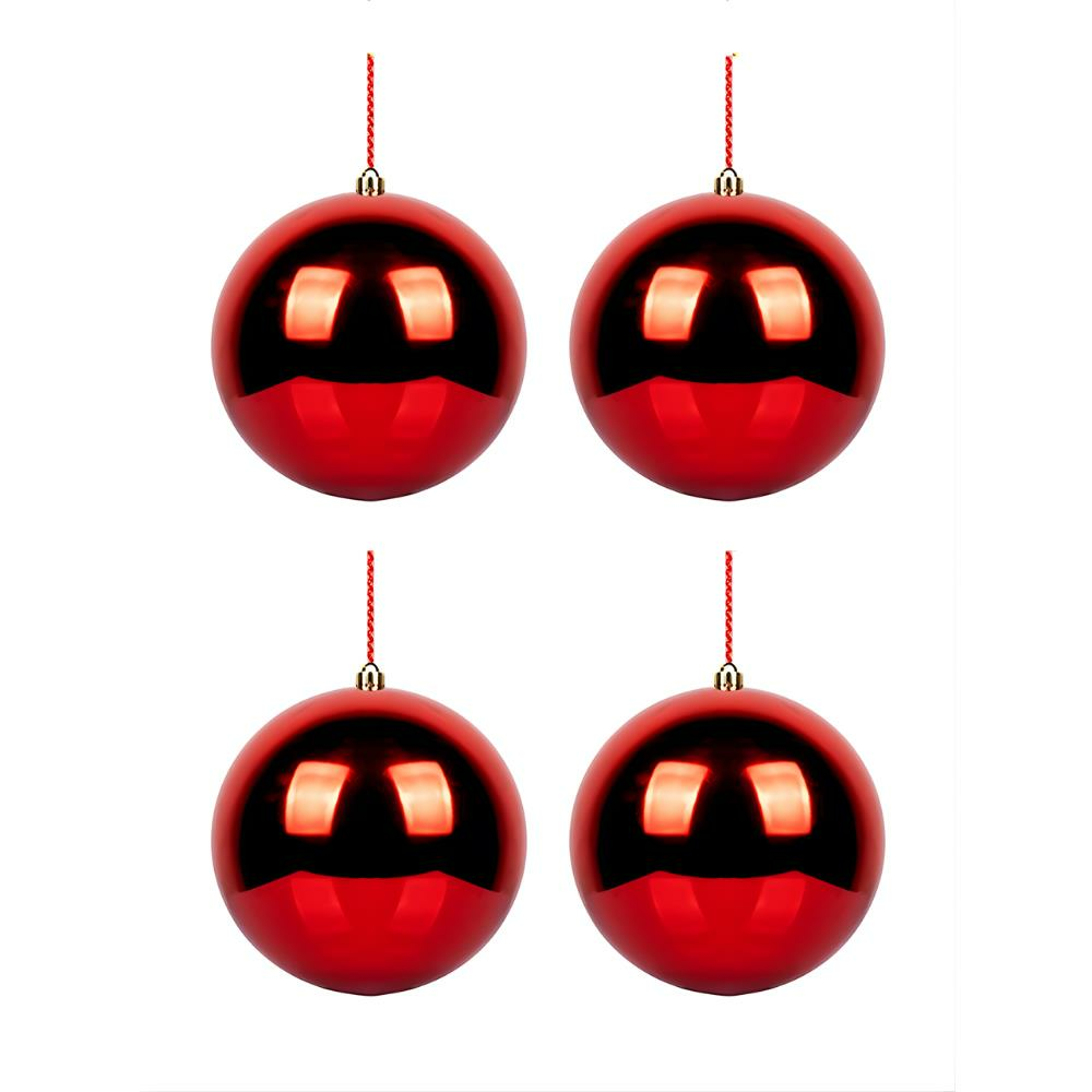 Yılbaşı Topları Asetat Kutulu Çam Ağacı Süsleri Kırmızı 8 cm